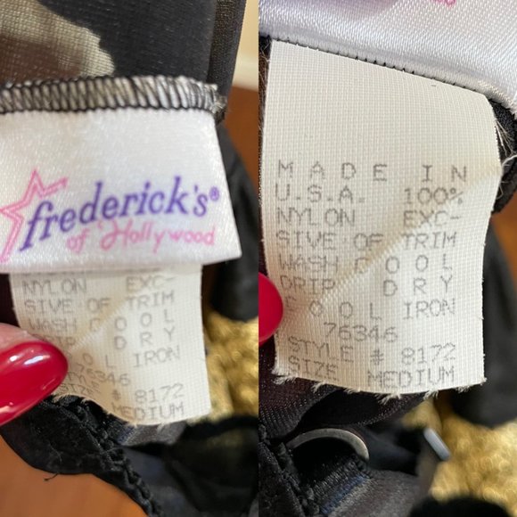 Vintage 90's Frederick's of Hollywood Gold Black Bodysuit USA Made Size M - Picture 11 of 12